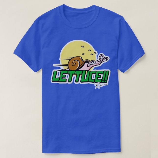 Comical Funny Lettuce The Racing Speed Snail  T-Shirt (Design Front)