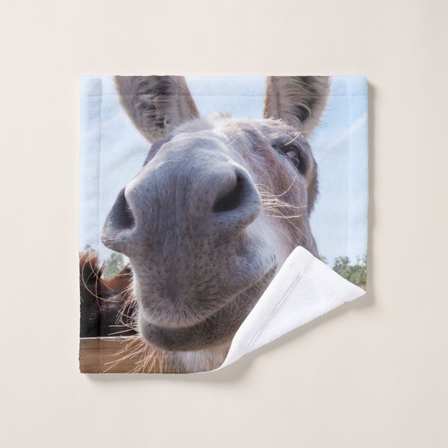 Comical Grey Smiling Donkey Wash Cloth (Wash Cloth)