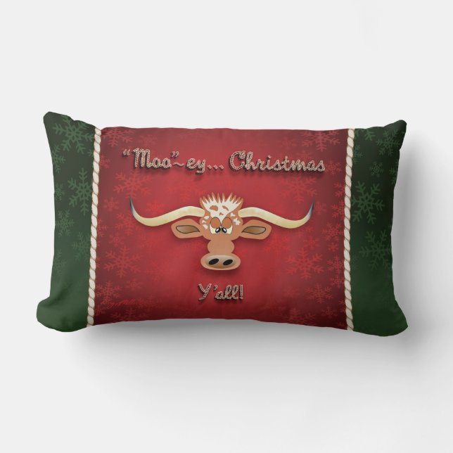 Comical Longhorn Steer Lumbar Pillow (Front)