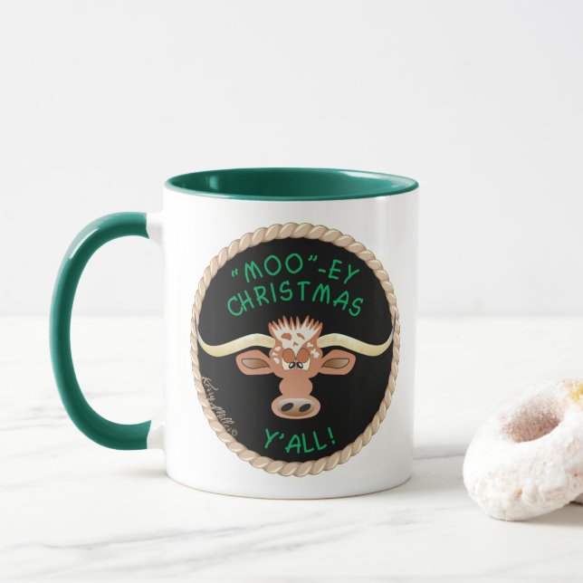 Comical Longhorn Steer Mug (With Donut)