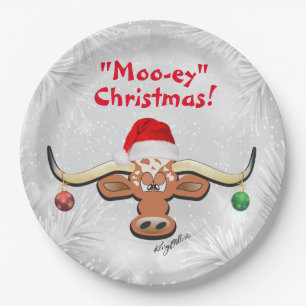 Comical Longhorn Steer Paper Plate