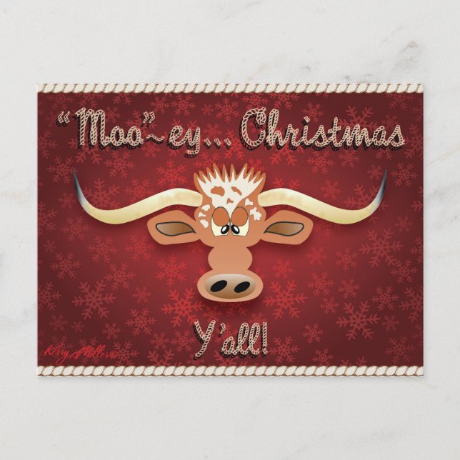 Comical Longhorn Steer Postcard (Front)