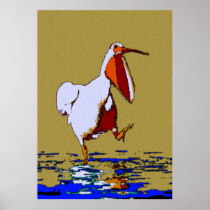 Comical Marching Pelican Louisiana Poster