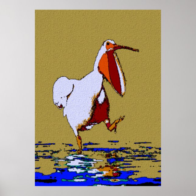 Comical Marching Pelican Louisiana Poster (Front)
