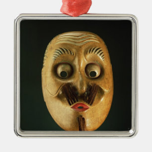 Comical Mask, Noh Theatre Metal Ornament
