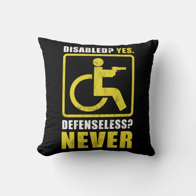 Comical Men Women Handicap Funny Wheelchair Disabl Throw Pillow (Front)