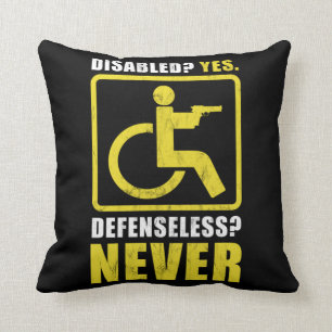 Comical Men Women Handicap Funny Wheelchair Disabl Throw Pillow