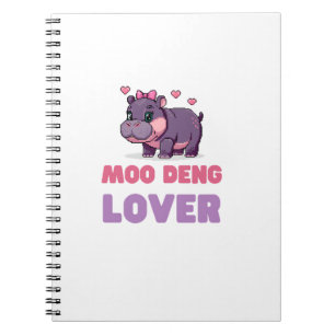 Comical MOO DENG LOVER Wild One Retro Gamer Hippo Notebook