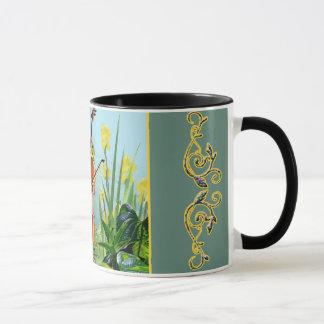 comical mu with frog playing cello mug