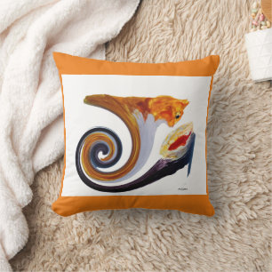 Comical Musical Abstract Ginger Cat Throw Pillow