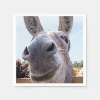 Comical Smiling Grey Donkey Napkin