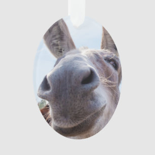 Comical Smiling Grey Donkey Ornament