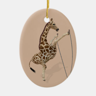 Comical Sporty Giraffe Ceramic Ornament
