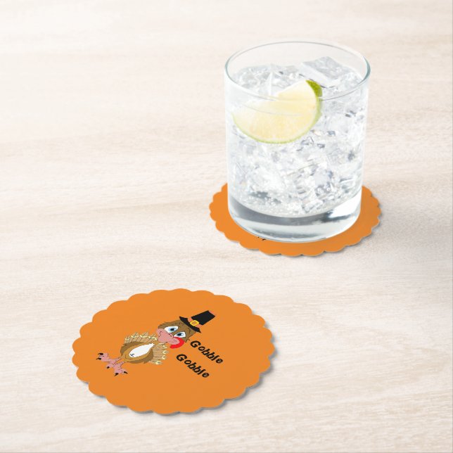 Comical Thanksgiving Turkey Paper Coaster (Insitu)