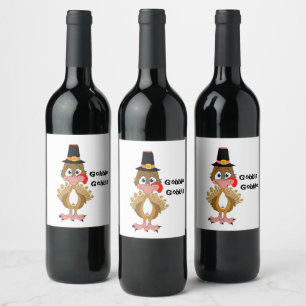 Comical Thanksgiving Turkey Wine Label