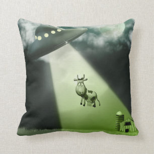 Comical UFO Cow Abduction  American MoJo Pillows