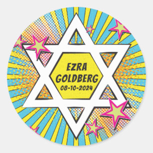 Comics Comic Book Bar Mitzvah Star of David Classic Round Sticker