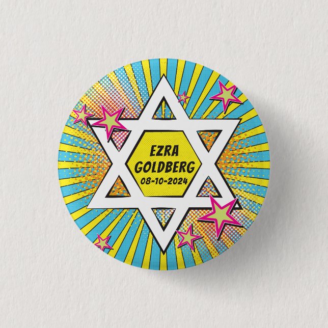 Comics Comic Book Bar or Bat Mitzvah personalized 1 Inch Round Button (Front)