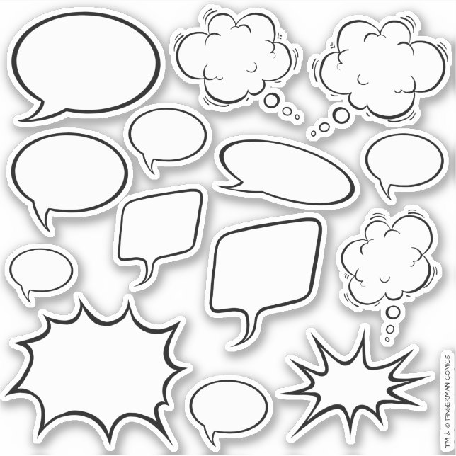 Comics Draw Your Own Cool Speech Bubble Stickers (Front)