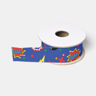 Comics Funny Superhero Zap Pow Bang Boom Fun Grosgrain Ribbon