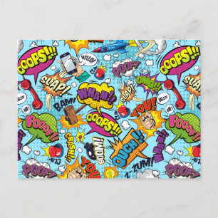 Comics Pattern Postcard