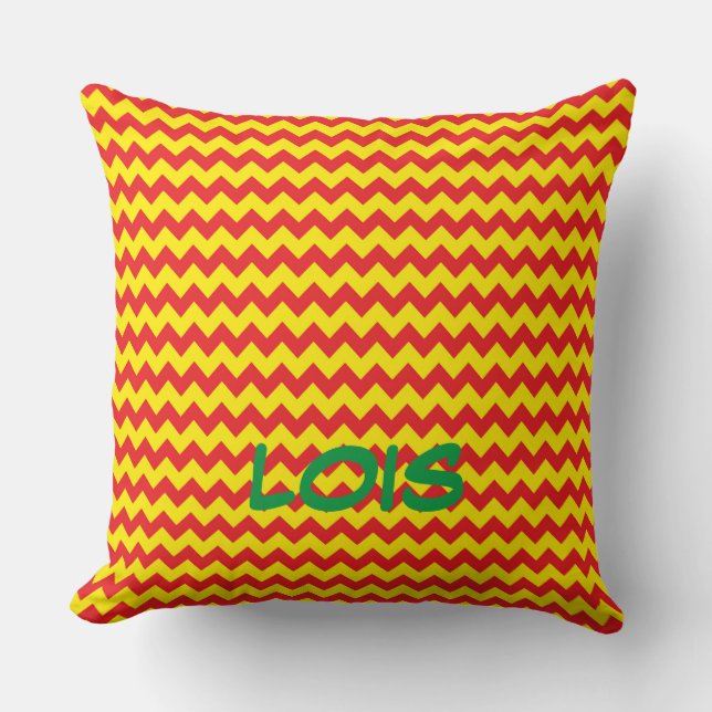 Comics Superhero NAME Zig Zag Colourful Kids Fun Throw Pillow (Front)