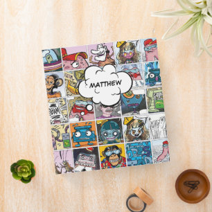 Comics Themed Kids Pattern Speech Balloon Name Binder
