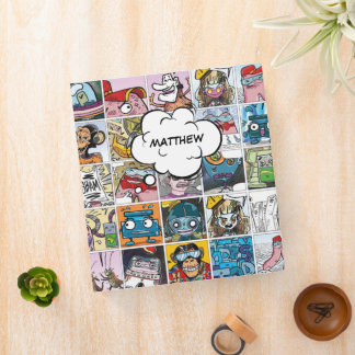 Comics Themed Kids Pattern Speech Balloon Name Binder