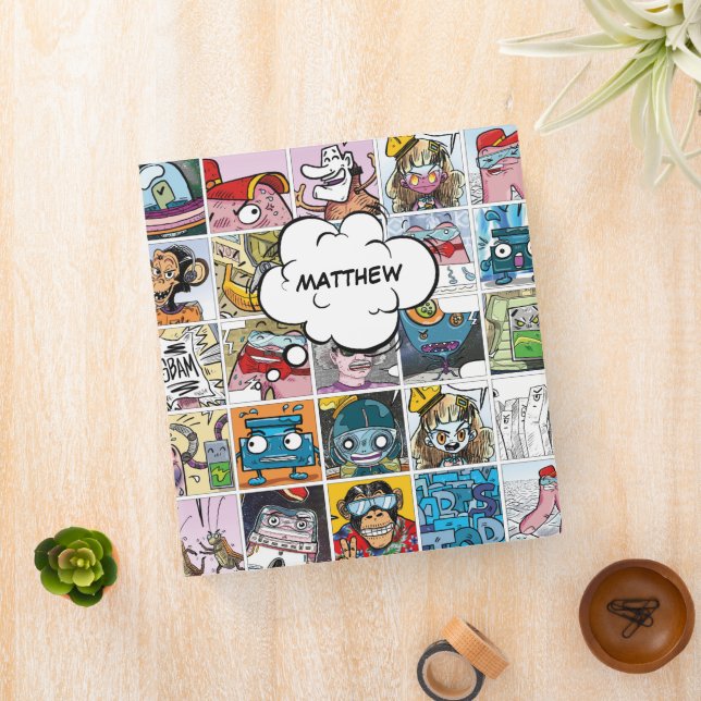 Comics Themed Kids Pattern Speech Balloon Name Binder (In Situ)