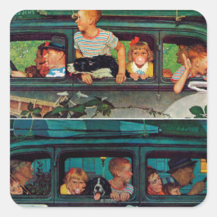 Coming and Going by Norman Rockwell Square Sticker