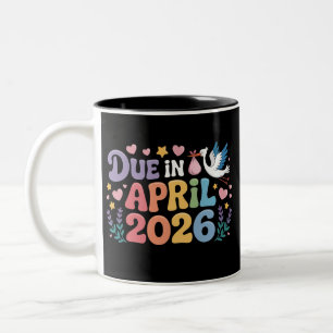 Coming April 2026 Due in New Baby Mommy Pregnancy  Two-Tone Coffee Mug