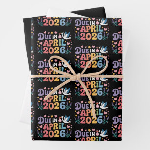 Coming April 2026 Due in New Baby Mommy Pregnancy  Wrapping Paper Sheet