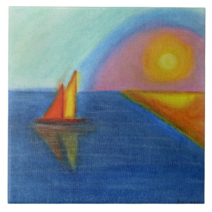 Coming Home Abstract Pastel Painting Tile