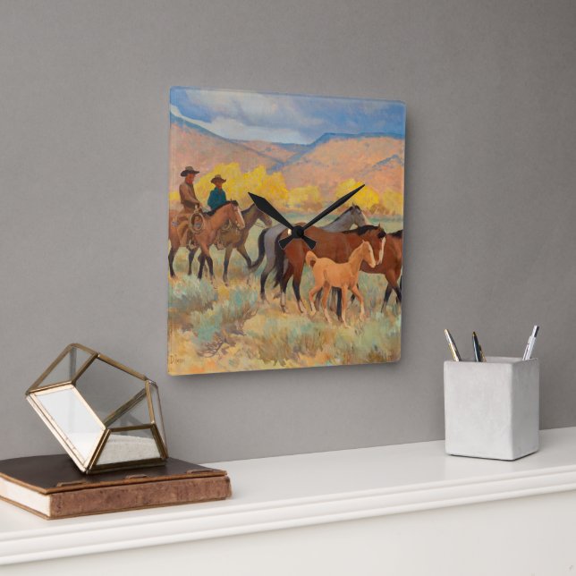 Coming Home by Maynard Dixon Square Wall Clock (Office)