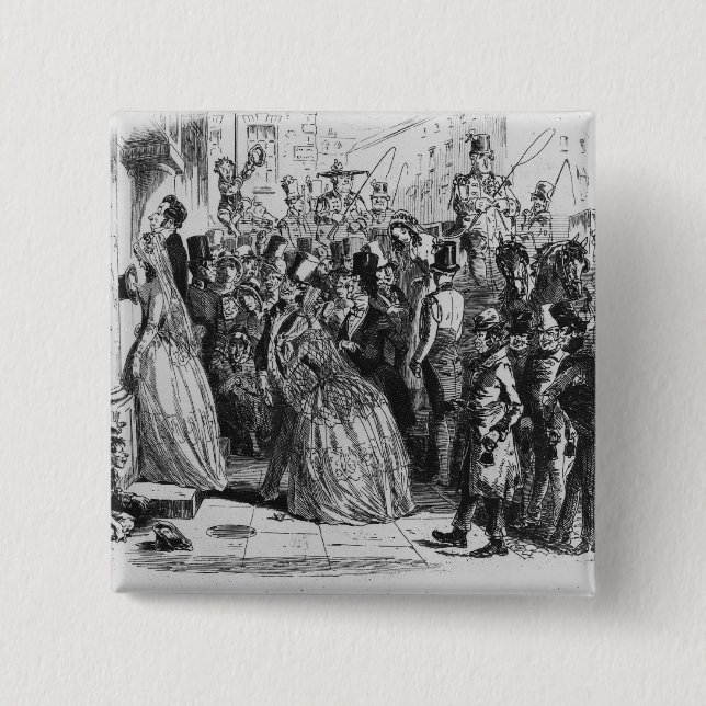 Coming home from church 2 inch square button (Front)