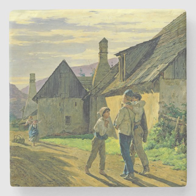Coming home from the war, 1859 stone coaster (Front)