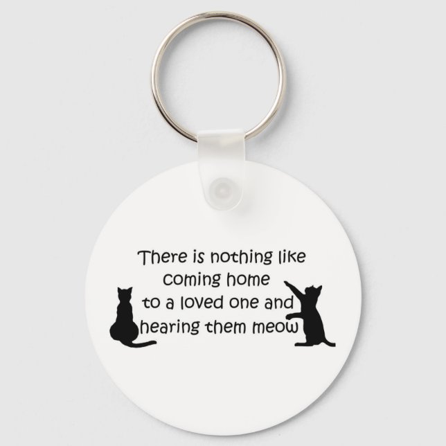 Coming Home to a Cat Keychain (Front)