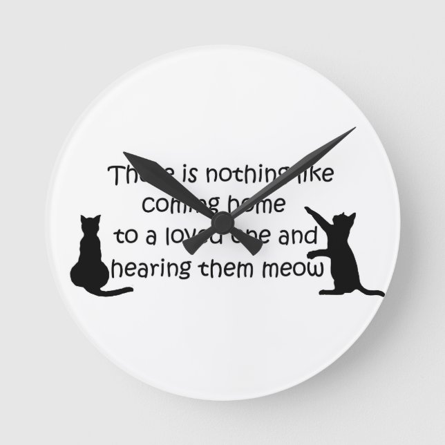 Coming Home to a Cat Round Clock (Front)
