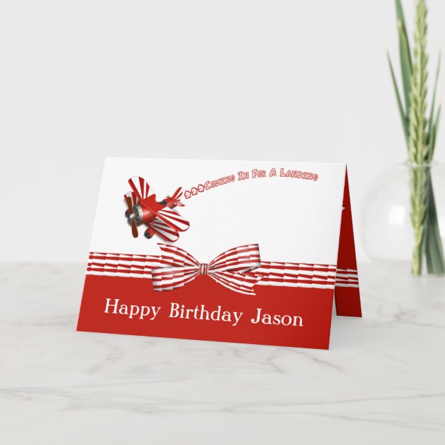 Coming In For Landing Airplane Birthday Card (Front)