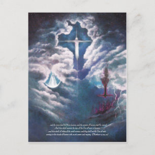 Coming on the Clouds of Heaven, with Poem on back Announcement Postcard