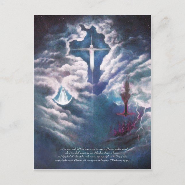 Coming on the Clouds of Heaven, with Poem on back Announcement Postcard (Front)