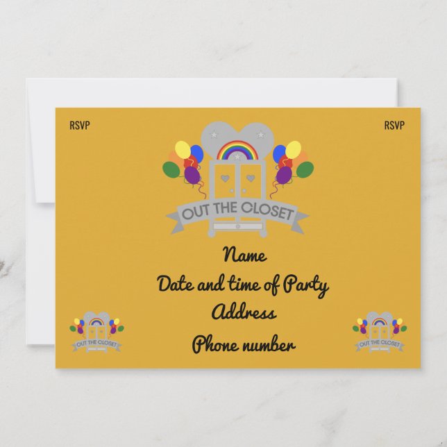 Coming Out Gay Party Celebration Invitation (Back)