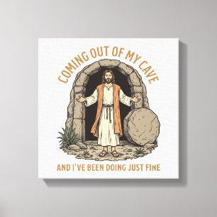 Coming Out of My Cave Funny Christian Vintage Shir Canvas Print