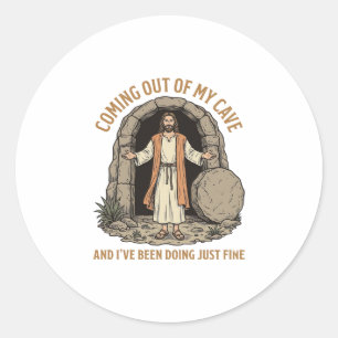 Coming Out of My Cave Funny Christian Vintage Shir Classic Round Sticker