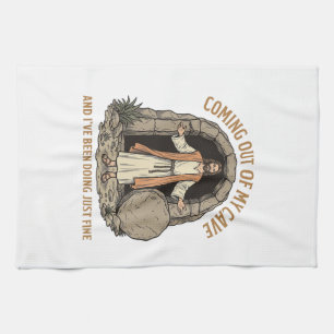 Coming Out of My Cave Funny Christian Vintage Shir Kitchen Towel