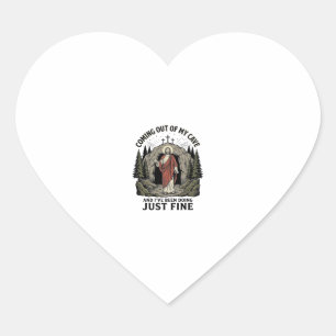 Coming Out of My Cave Vintage Religious Funny Shir Heart Sticker