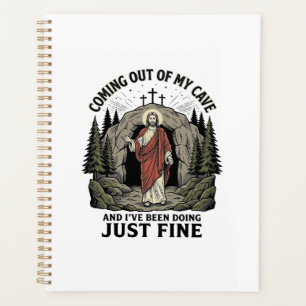 Coming Out of My Cave Vintage Religious Funny Shir Planner