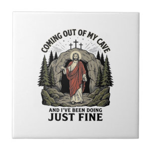 Coming Out of My Cave Vintage Religious Funny Shir Tile