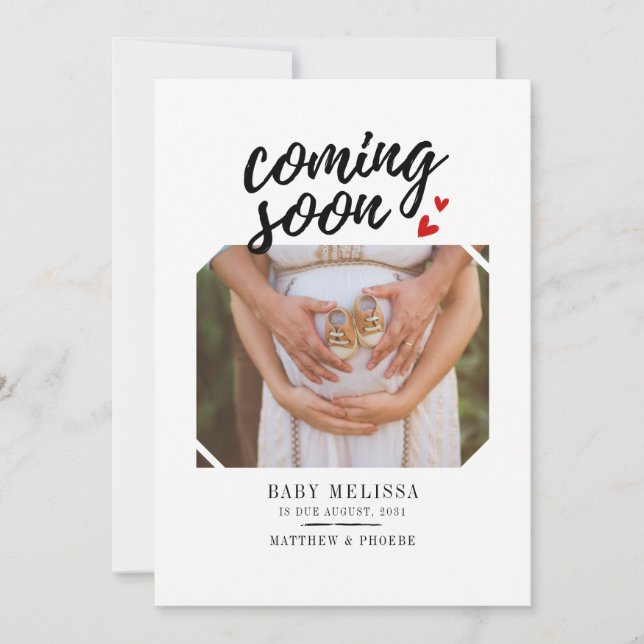 Coming Soon Baby Girl Pregnancy  Announcement (Front)