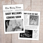 Coming Soon Baby Newspaper Pregnancy Announcement<br><div class="desc">Looking for an unforgettable way to share your exciting news? Our pregnancy announcement card in a newspaper style is the perfect way to spread the word! Featuring texts " a baby is on the way" and " coming soon" and an adorable sonogram of your bundle of joy, this announcement is...</div>